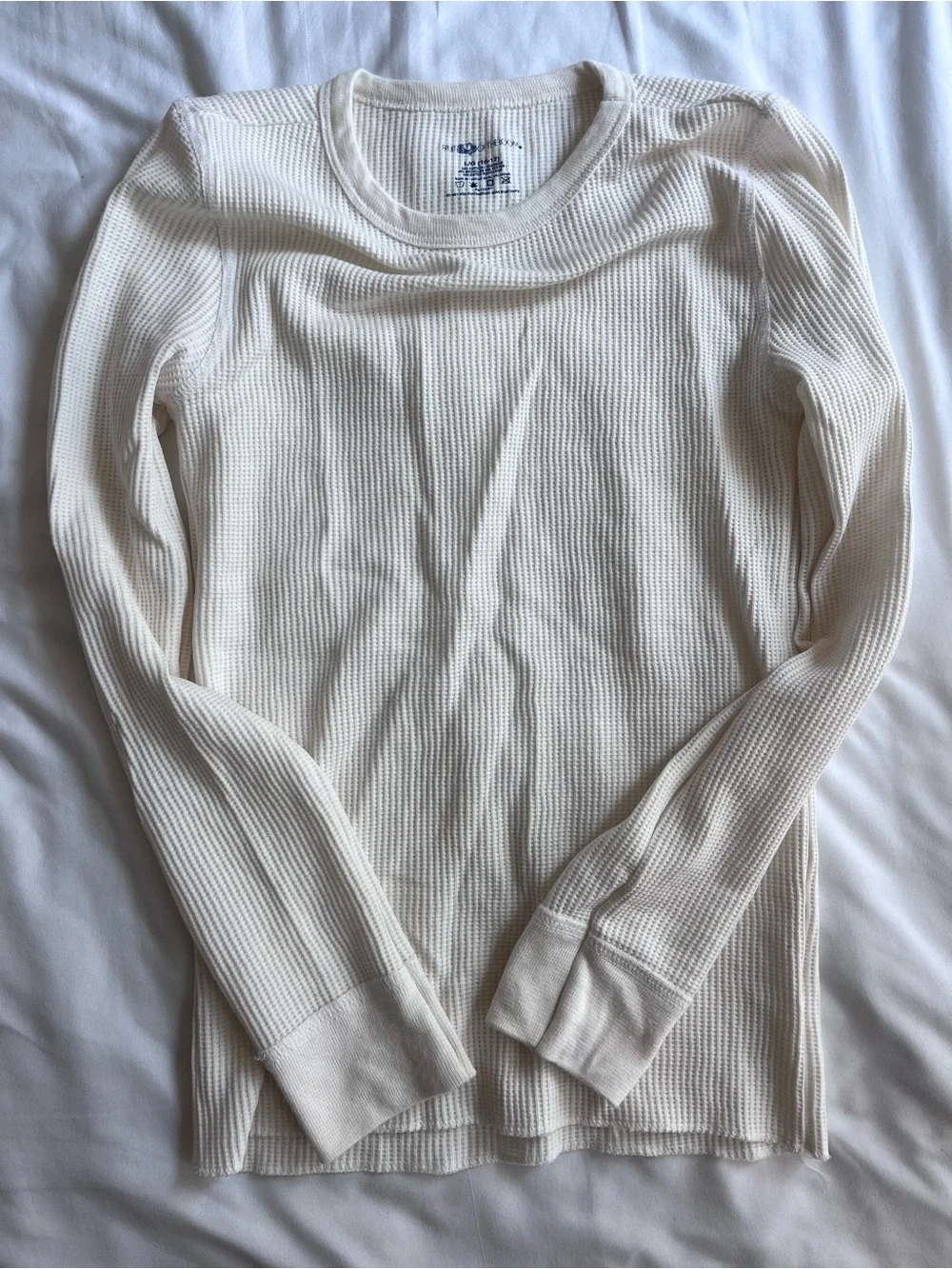 Fruit of the Loom Waffle-Knit Two-Piece Set in Cream